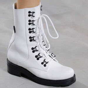 Olivier Theyskens Sombat Combat Boots, White - Size 41 EUR (10.5 US)